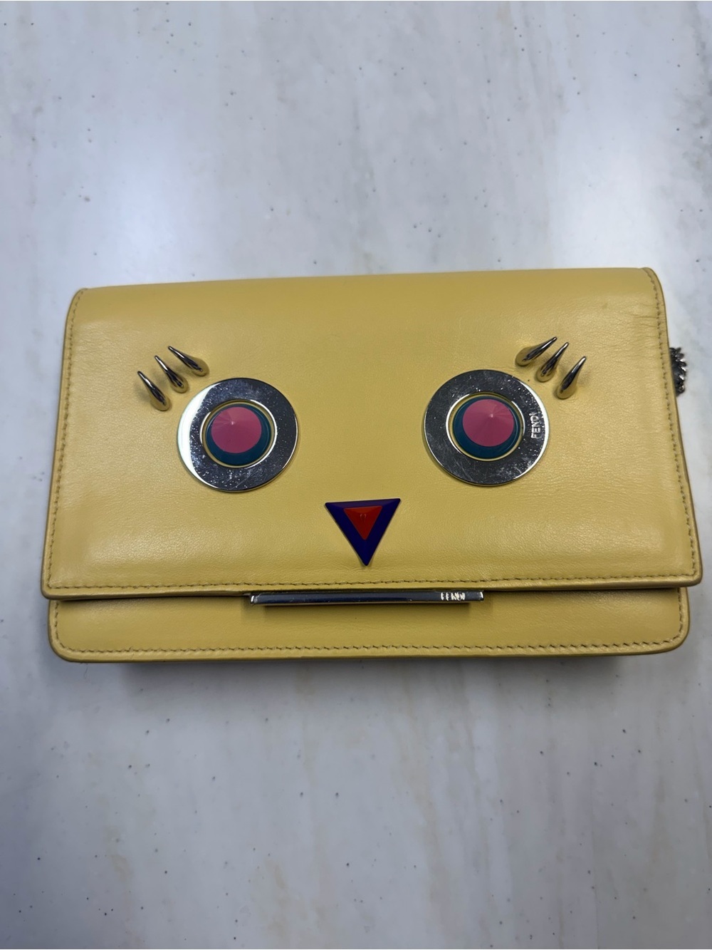 Fendi Hypnoeyes Yellow Leather Crossbody Bag